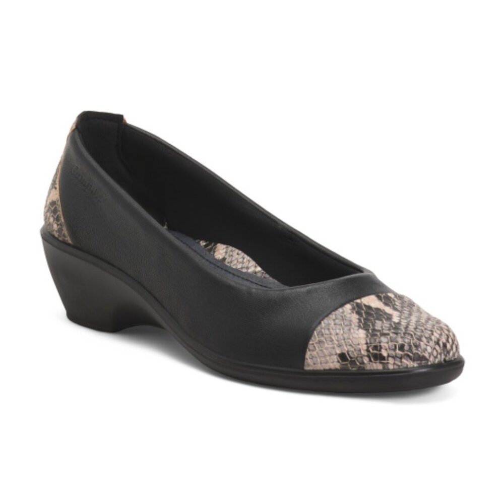 NEW CAMPORT Made In Portugal Leather Comfort Stretch Shoes With Reptile Inserts